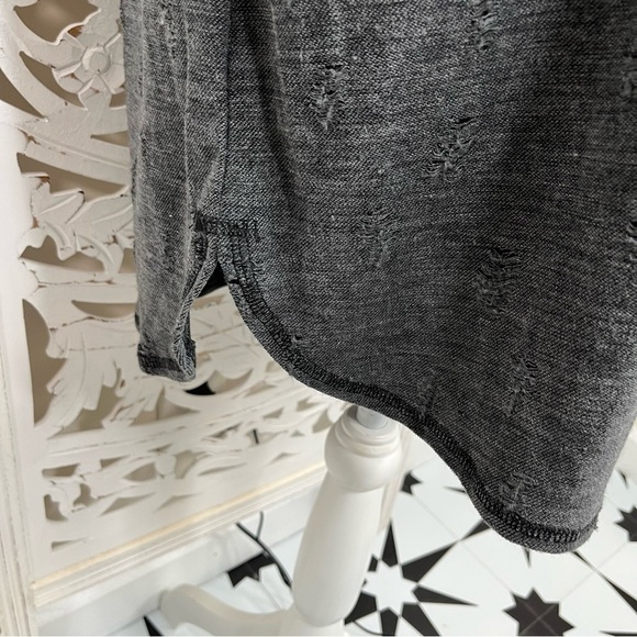 Wrapper London Gray Cold Shoulder Distressed Jersey Dress - Picture 4 of 7